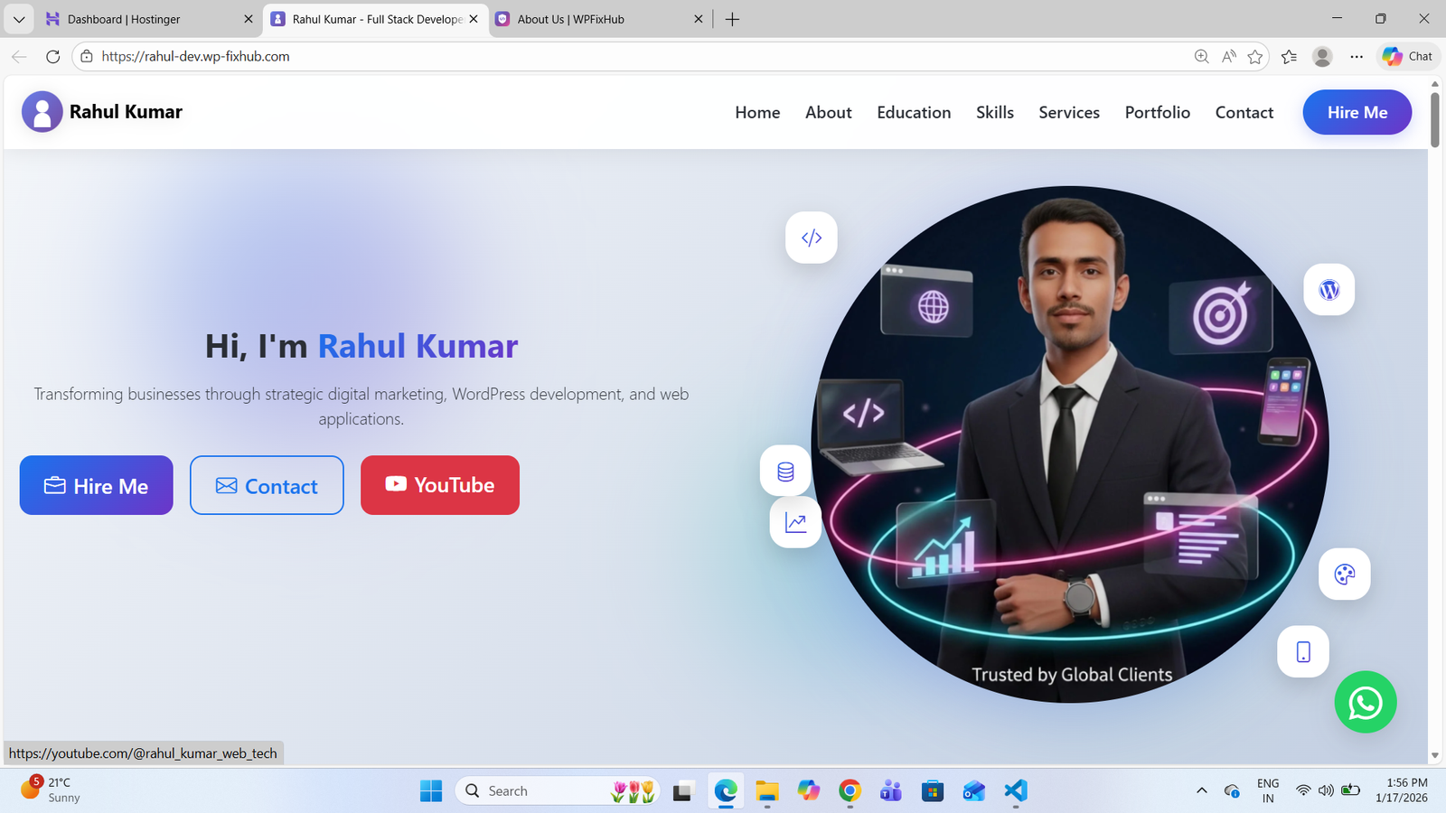 Rahul Dev – Personal Portfolio Website (Full PHP Development)