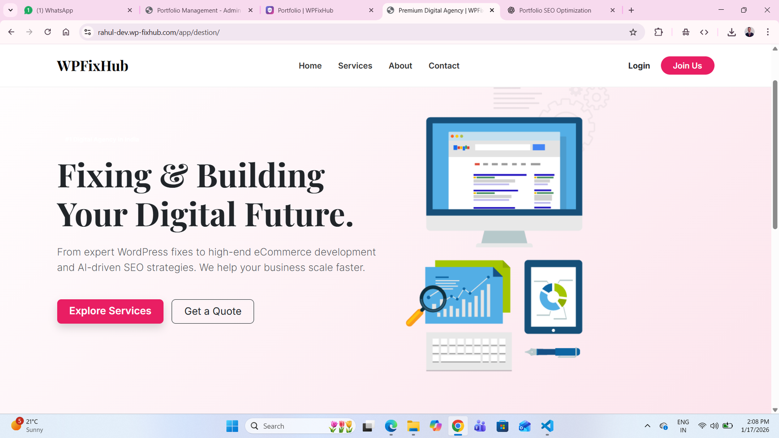 WPFixHub – Digital Agency Website (Full PHP Development)