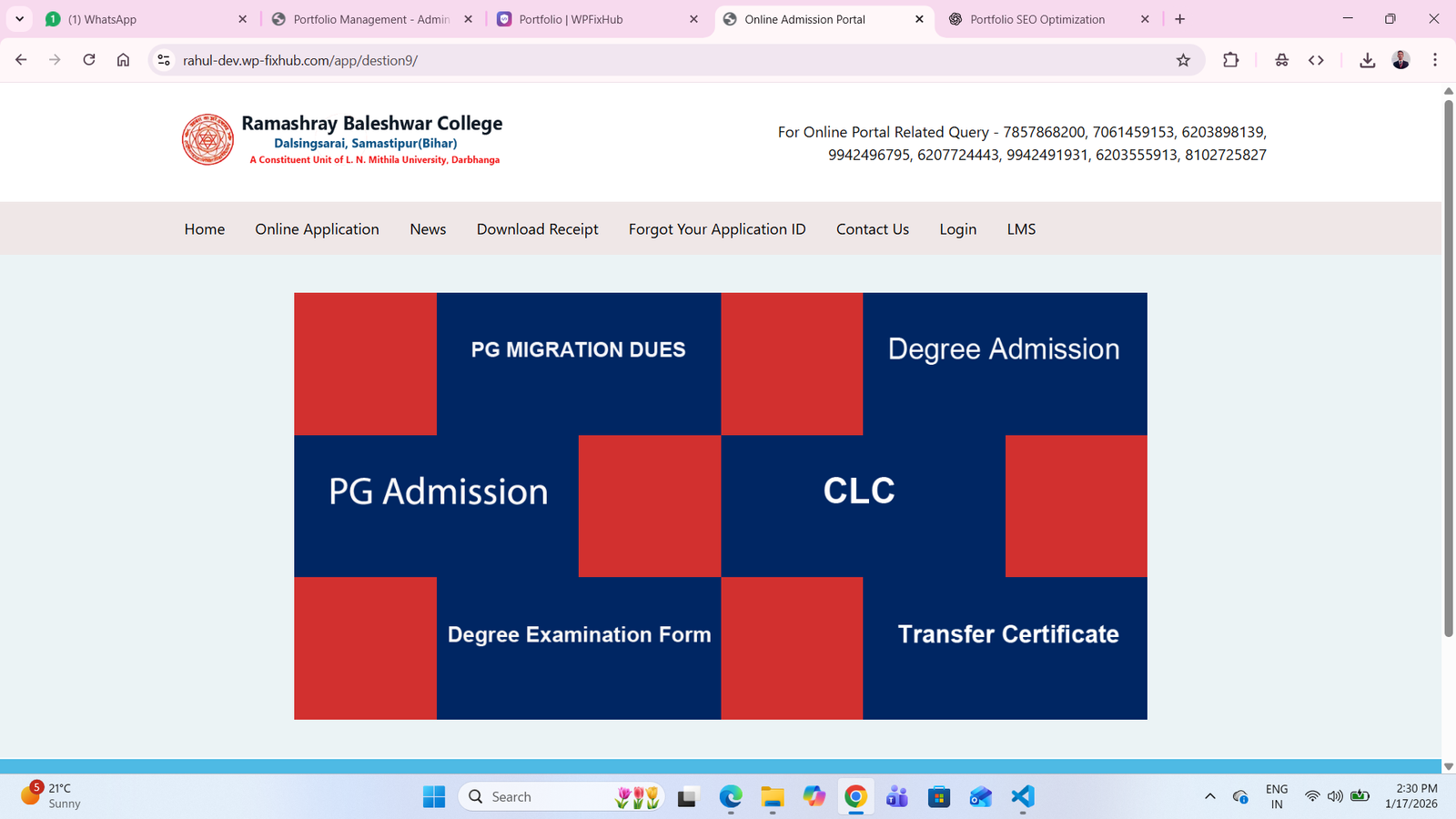 Online Admission Portal UI Design (HTML + CSS)